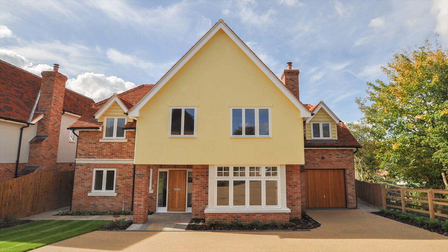 The front view of Harwood, a four-bed house in our Calvert Close development.