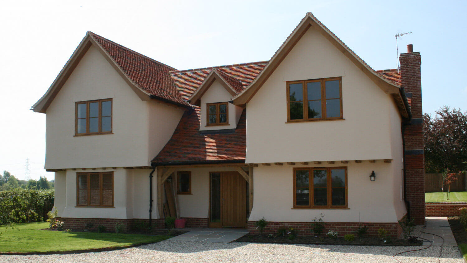 The front view of Burroughs, a five-bed house in our Arkesden road, Clavering development.
