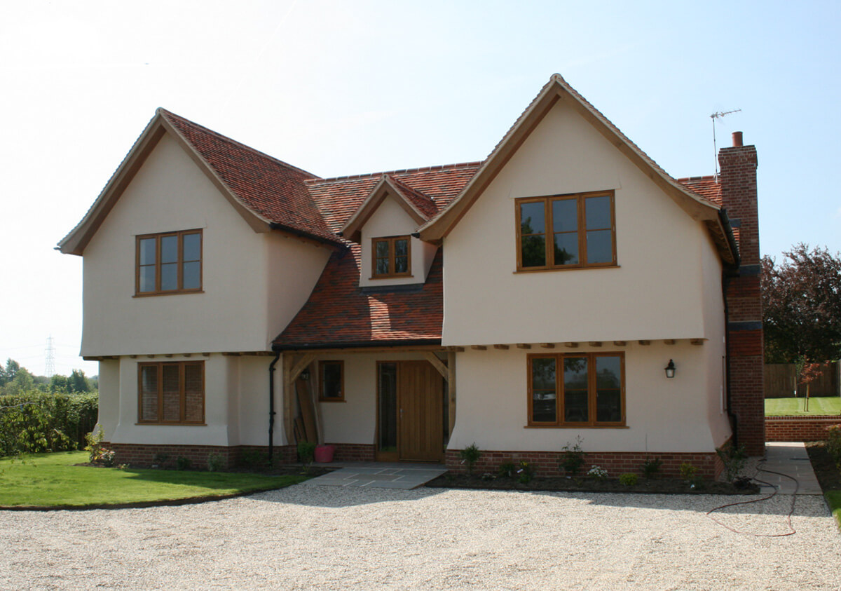 The front view of Burroughs, a five-bed house in our Arkesden road, Clavering development.