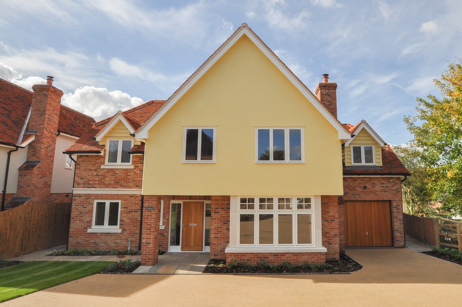 The front view of Harwood, a four-bed house in our Calvert Close development
